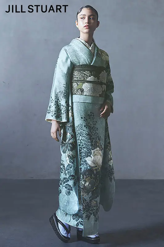 ポリエステル振袖 ブランド JILLSTUART 刺繍 身丈171cm 躾糸付き