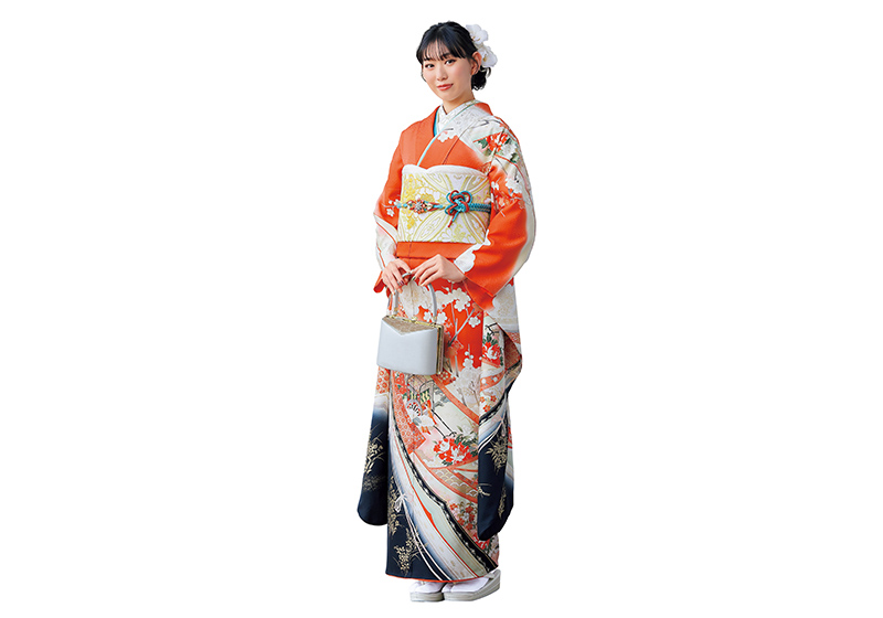 ママ振袖を着た女性